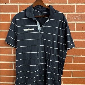 Nike Dri-Fit Striped Polo Shirt Black White Men’s Large